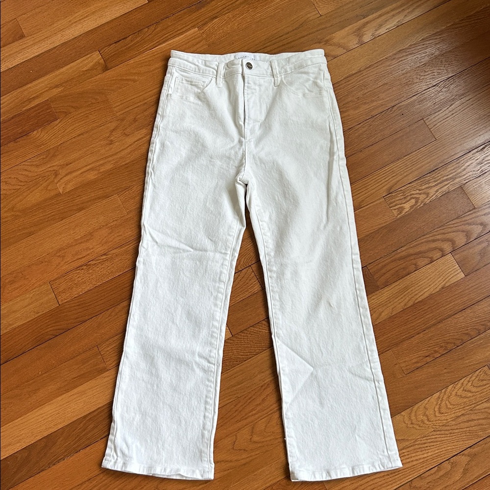 RISEN- white mid rise ankle boot cut jeans - Picture 2 of 8